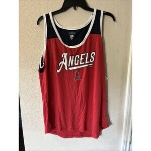 Anaheim Angels Tank Top Shirt Women's L Large Red Blue MLB Baseball Sleeveless